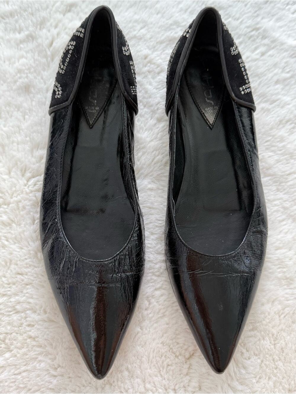 Byblos women flat patent leather flat shoes size 37 EU